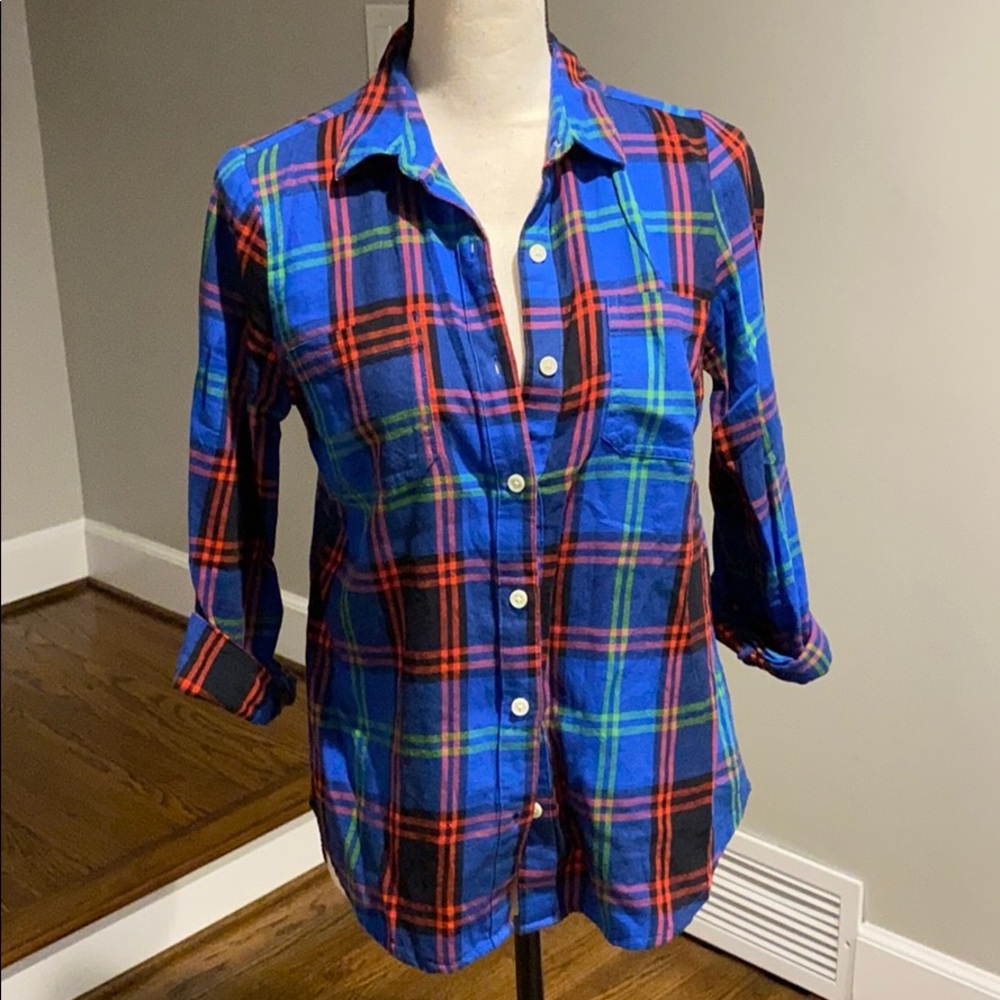 Blue Plaid Button Down Shirt